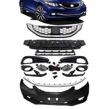 Front Bumper Cover Grille Fog Light Bracket Set For 2013-2015 Honda Civic Sedan