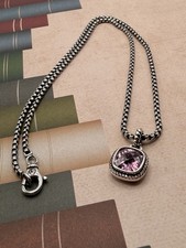 David yurman Sterling Silver 925 Pink Tourmaline 18 Necklace with pouch