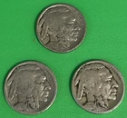 ❤️1924 P D S, Buffalo nickels Set of 3 Circulated Condition