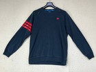 Adidas Red Striped Long Sleeve Black Lightweight Sweatshirt Mens Large 