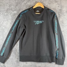 Hollister Black Fleece Logo Crew Neck Pullover Sweatshirt Men s M