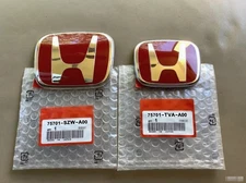 2PCS Front Rear Badge Red Logo Emblem Fits Accord EX SE EX-L LX 4Dr 2018-2022