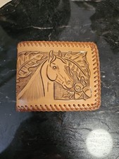 Tooled Leather Wallet Horse Wetern Theme Western Style Handmade Vintage