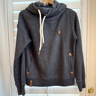 Naketano Brave New World Cowl Neck Pullover Hoodie Sweatshirt Womens XL EUC