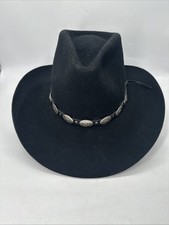 Stetson Stallion Wool Felt XX Western Hat 55 6 7/8 Black Concho Band Made USA
