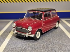 Mini Cooper S Red Austin Mk 1 1961 Vintage on Base Diecast 1:24 Scale Model