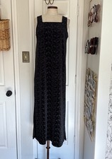 Y2k Vintage Square Neck Velvet Embroidered Maxi Dress Sz S Pre Owned Whimsigoth