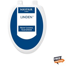 Linden Slow Close Toilet Seat, Non Slip Heavy Duty Wood, Easy Install, Elonga...