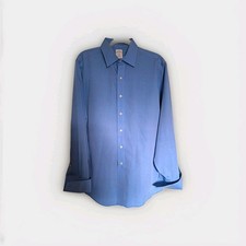 Brooks Brothers 346 Men's Dress Shirt 16/35 3 Button Pleated Cuff Blue Stripe