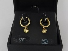MACY'S Dangle Heart Huggie Hoop Earrings in 14k Gold