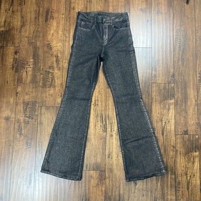 American Eagle Outfitters Super High-Rise Flare Black Metallic Jeans Women s 6L