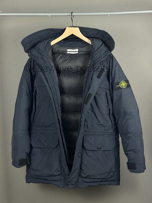 $1800 Stone Island Micro Reps Down Parka Jacket Size L Dark Navy Black FW20