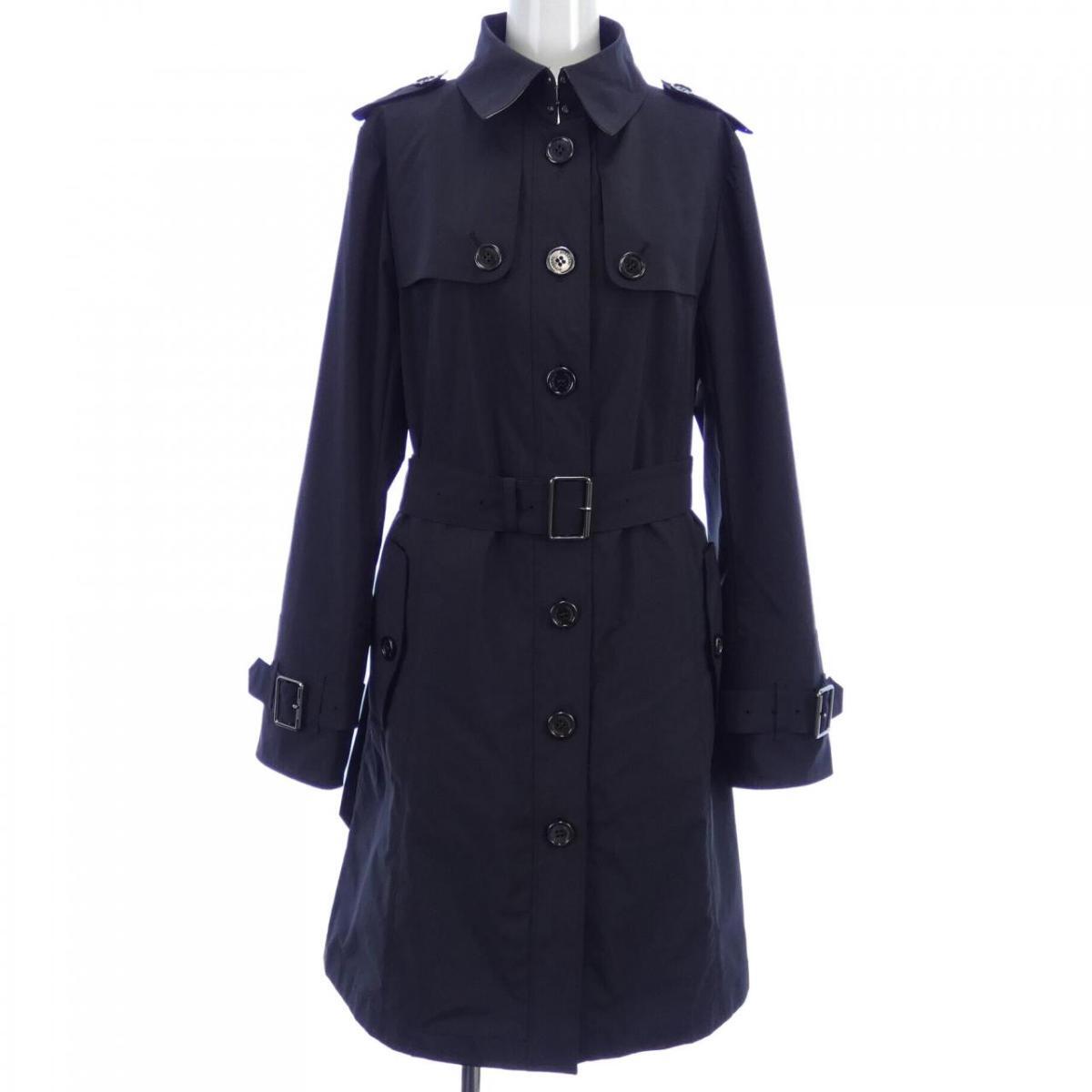 Burberry London Black Coat Size 40 Used Belted Minor Wear