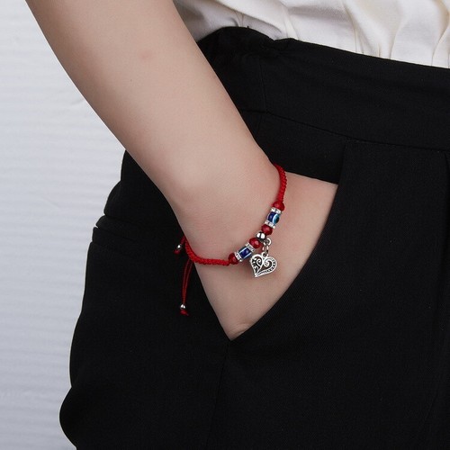 Unisex Charm Red String Rope Braid Bracelet Adjustable Handmade Blue Eye Jewelry - Picture 44 of 51