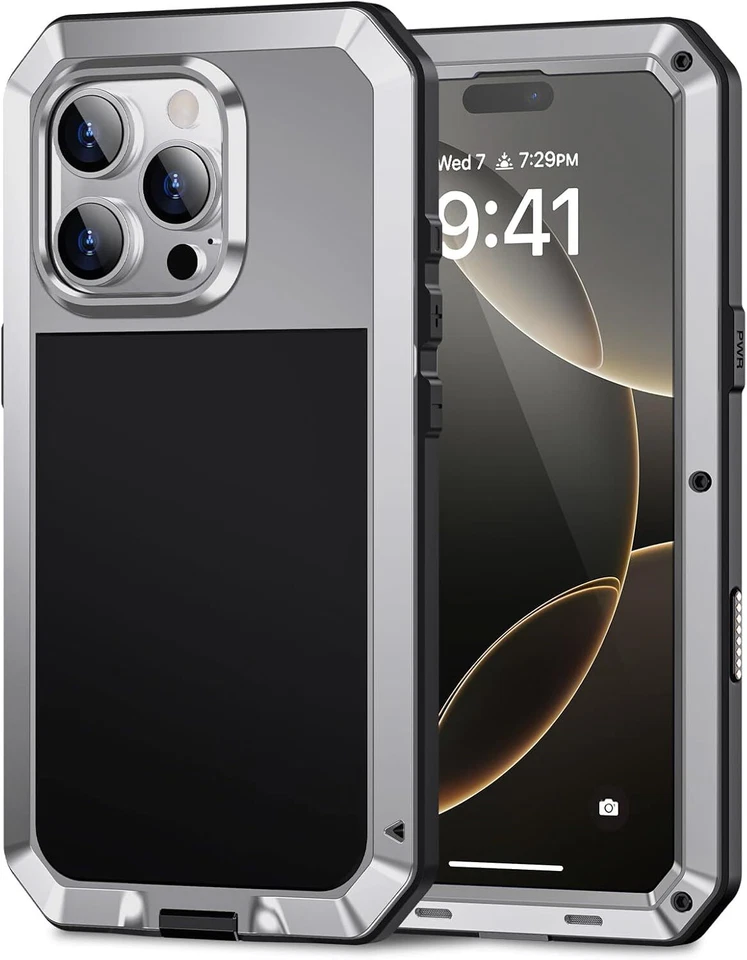 Funda protectora de metal blindada de alta resistencia para iPhone 16 15 14 13 12 11 Pro Max 8 7 SE 3 Foto 3 de 4