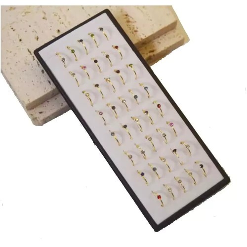 JUEGO DE CAJA DE ACERO QUIRÚRGICO ANILLOS NARIZ 40 ORO PLATA CRISTAL NARIZ TACHUELA ANILLO DIAMANTE - Imagen 11 de 14