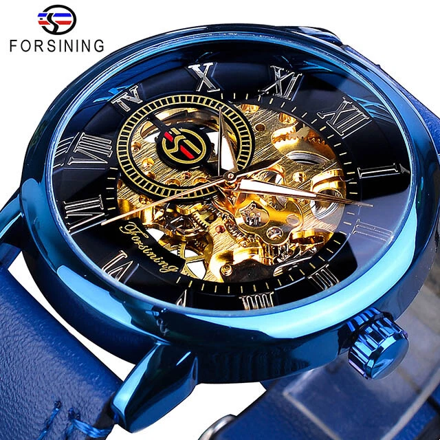 FORSINING Men's Wrist Watch Luxury Skeleton Watch Mechanical Hand Wound Real