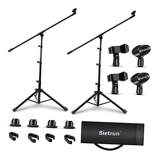 Microphone Stand  Tripod Mic Stand Adjustable Boom Height, with Carry 2 Pack-image