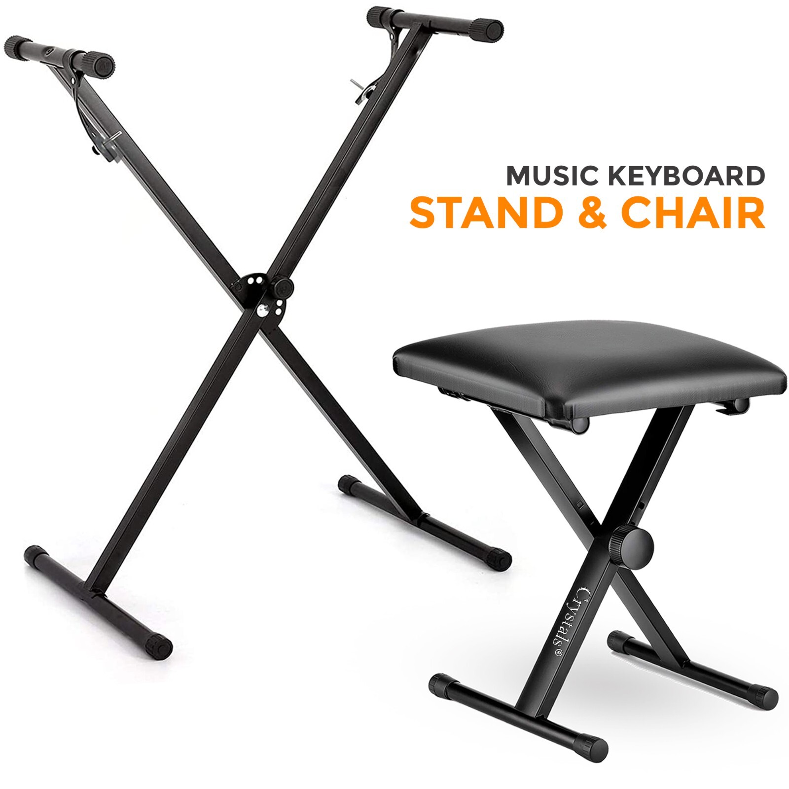 ADJUSTABLE FOLDABLE PIANO STOOL KEYBOARD BENCH PADDED SEAT AND KEYBOARD