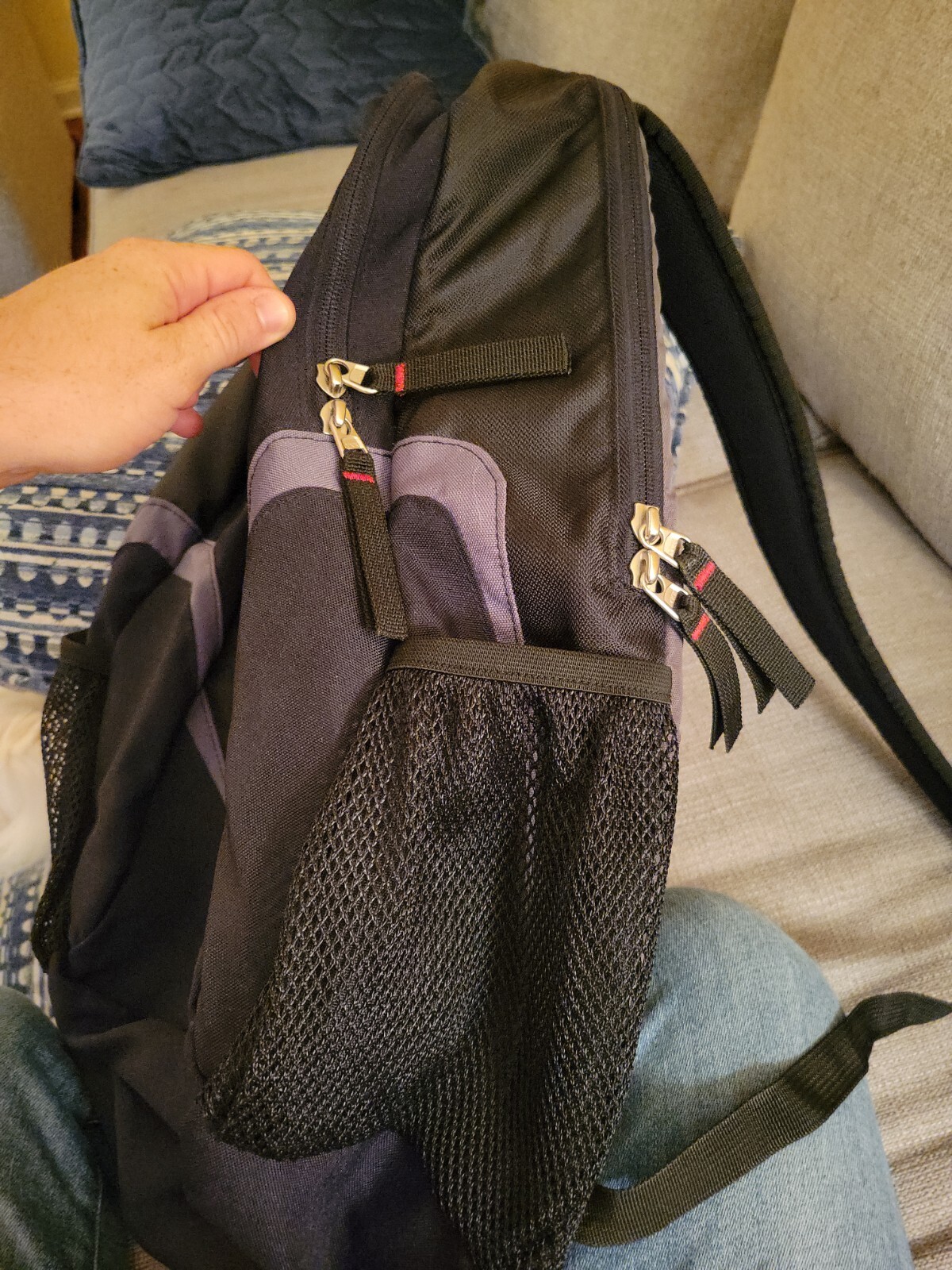 Jansport Backpack Black And Gray Red Logo Gem