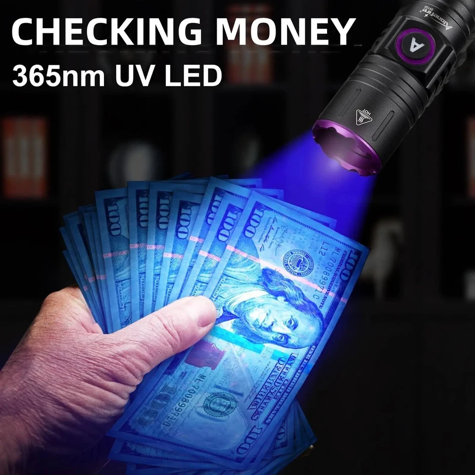 Linterna UV Ultra Violeta 395nm Luz LED Luz Negra Marcador Antorcha 365nm Lám... - Imagen 3 de 4