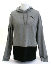 Puma Gray  Black Signature Logo Hooded Sweatshirt Hoodie Men's NWT