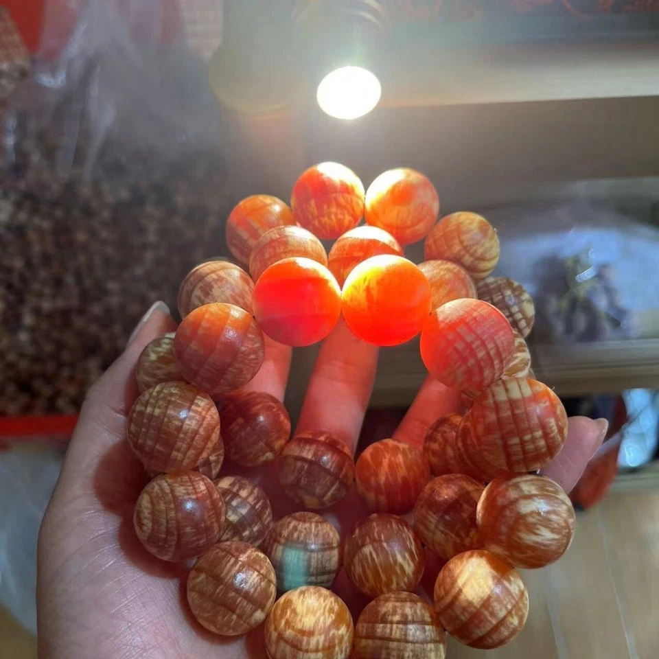 Pulsera de cuentas de madera ámbar brillo aceite grano de agua translúcido joyería 1 pieza Foto 2 de 3