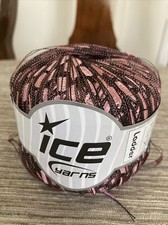 3 Skeins Ice Light Rose Pink on Black Ladder Yarn 34023 Trellis Ribbon Yarn 164y