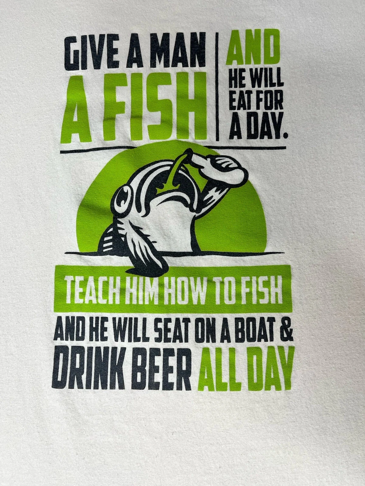 Vintage 90s Teach A Man To Fish T-shirt Mens L Dadcore Fishing Redneck Ironic
