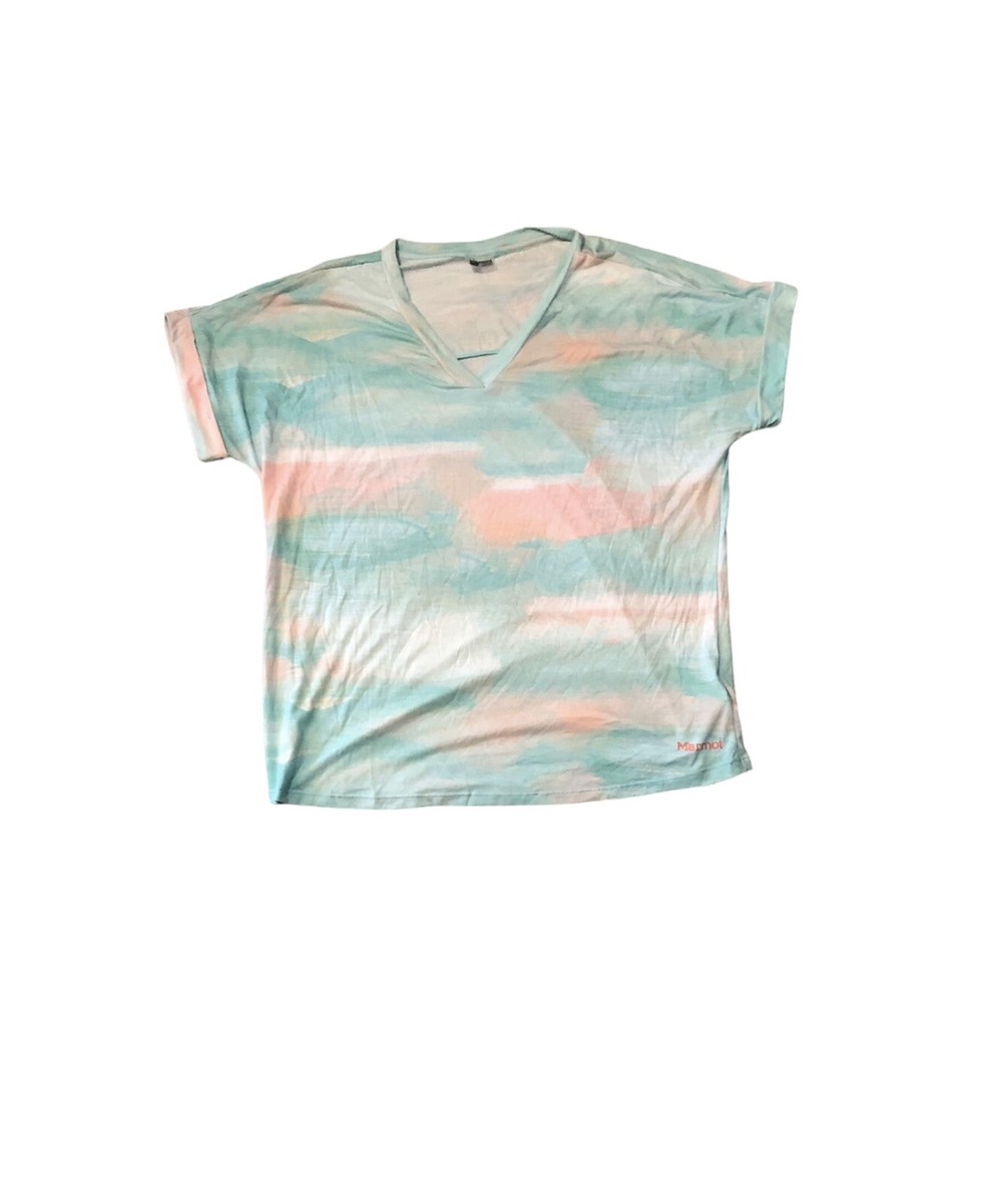 Marmot　アサイラム Marmot Asilomar Shirt Womens Large Short Sleeve V Neck Coral Pink