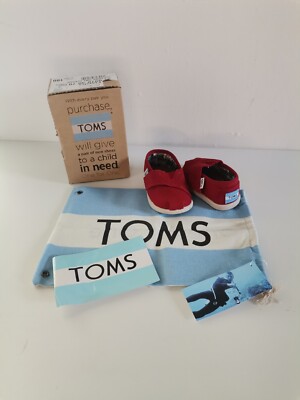 Toms Tiny Alpargata Slipper rot Canvas Schuhe Baby Kleinkind Größe T3 6-9 Monate 