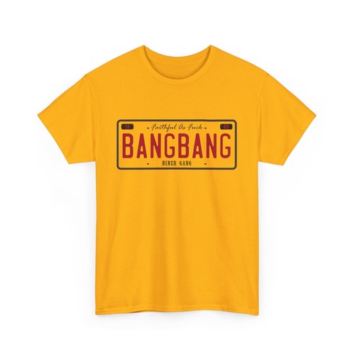 Camiseta Bang Bang Niner Gang con matrícula unisex de algodón pesado, camisa gráfica informal - Imagen 5 de 5