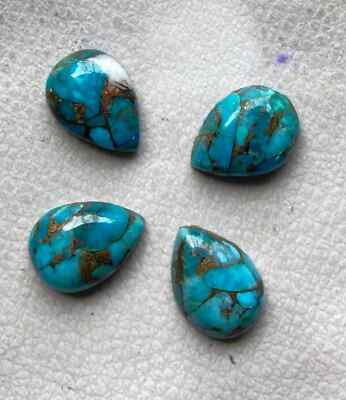 AAA+ Blue Copper Turquoise Cabochon Pear Shape Loose Gemstone