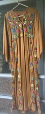 Vintage 1960's Embroidered Kaftan Caftan Moroccan-Style Long