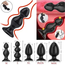 Advanced Sex Toy Anal Butt Plug Huge G-Spot Dildo Pull Beads Sucker Large 5 Size