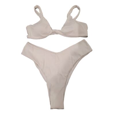 Genfien Dames bikini set V-hals triangel bikini sexy lage taille badmode tweedelig badpak zwempak, blauw, S