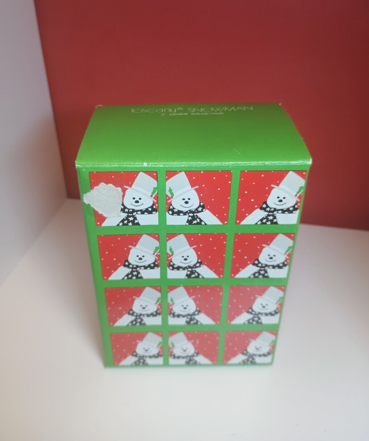 Vintage Toscany Collection Snowman Frosted Glass Votive Candle Holder in Box