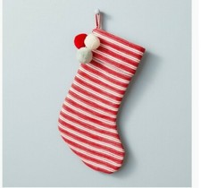Hearth and Hand Magnolia Red Stripe Christmas Stocking w/Pom Poms
