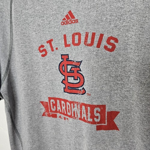 Adidas Climalite St. Louis Cardinals Mens T Shirt Size XL Gray Distressed MLB - Picture 3 of 6