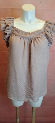 Daniel Rainn Women's Short Sleeve Lined Knit Top Ruffle  Large 