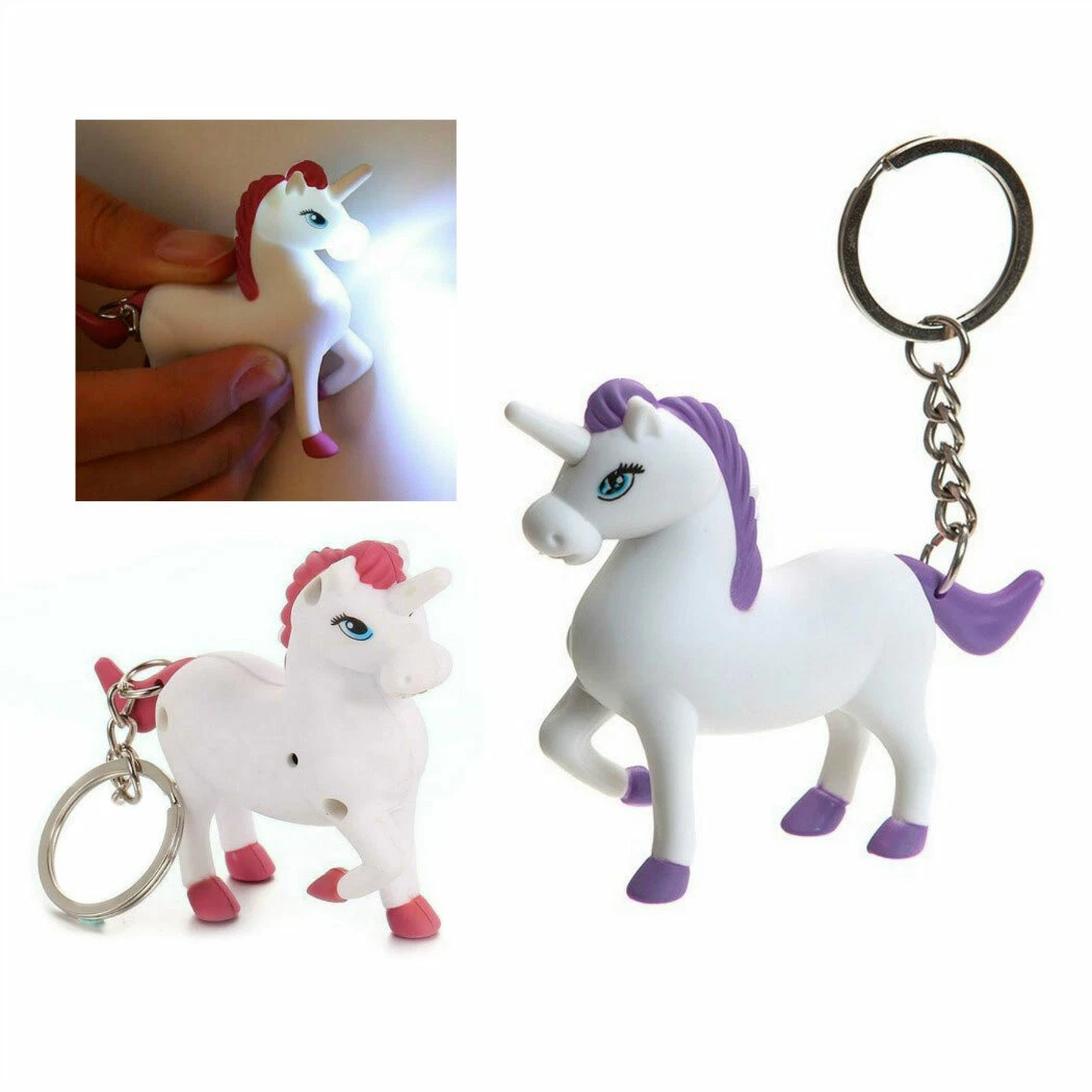 LED UNICORN KEYCHAIN with Light and Sound Cute Horse Noise Animal Key Chain Ring