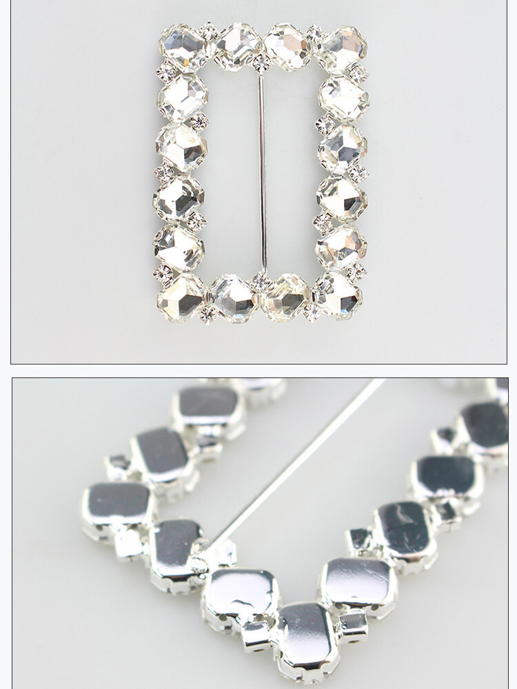 Rectangular Rhinestone Belt Buckle Slide Transpar… - image 8