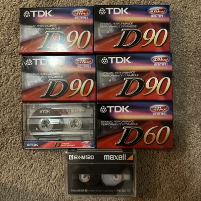 Lot of 6 TDK D90 Blank Audio Cassette Tapes High Output ICEI/Type I Maxell