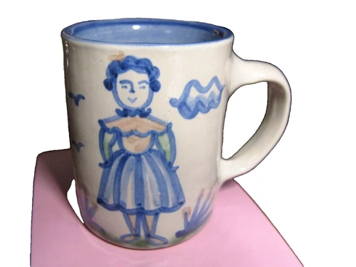M A Hadley Pottery Folk Art Lady Woman Farmers Wife - The End - 6 oz. Mug
