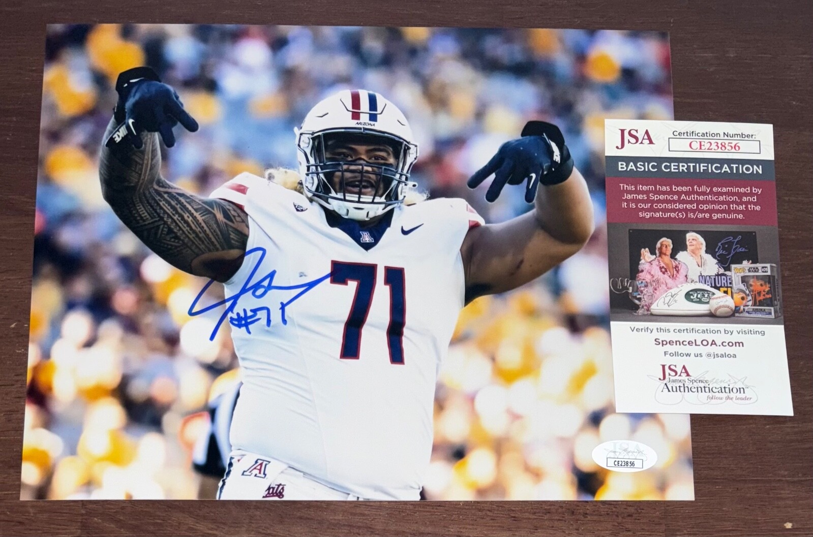 Jonah Savaiinaea Autographed Signed Arizona Wildcats 8x10 Photo JSA 