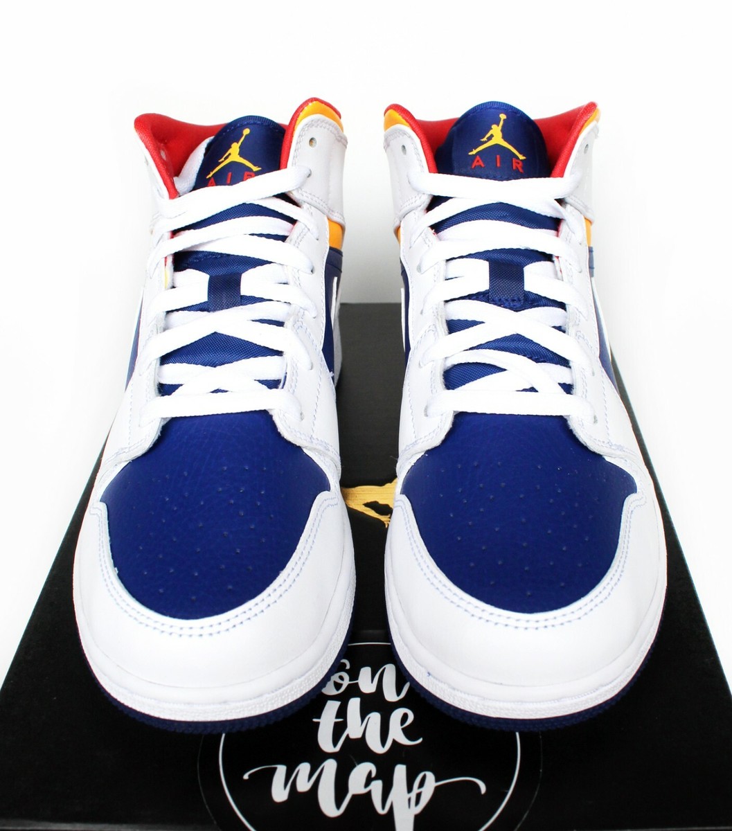 スニーカー NIKE Air Jordan 1 Mid  Blue Laser Orange (2020) AW 20 Amazon.com | Jordan Mens Air 1 Mid 554724 131 Royal Blue