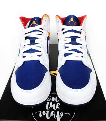 nike jordan 1 mid royal blue laser orange
