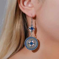 Vintage Bohemian Metal Round Sunflower Dangle Drop Earrings Exaggerated Women'