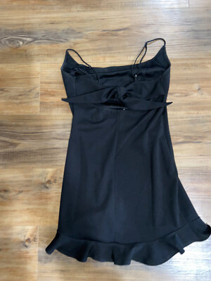 Lucy in the Sky Black Mini Dress Size L Juniors Cut Out Ruffle N1 | eBay