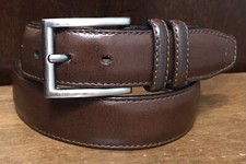 Nautica Boys Brown Leather Dress Belt Sz 24 1-1/8 Wide SilverTone Buckle Read